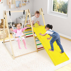 4-in-1 Indoor Jungle Gym with Baby Swing and Climbing Ramp-Multicolor