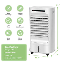 4-in-1 Portable Evaporative Air Cooler with Timer and 3 Modes-White