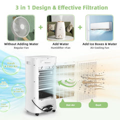 4-in-1 Portable Evaporative Air Cooler with Timer and 3 Modes-White
