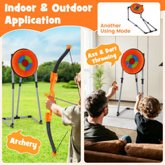 4 in 1 Throwing Target Set Kids Throwing Game with Bristle Target and 3 Throwing axes
