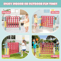 4-in-a-Row Connect Game with Basketball Hoop and Toss Ring-Blue