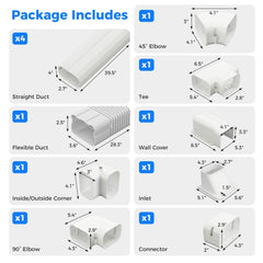 4 Inches W Mini Decorative PVC Slim Line Cover Kit-16.5ft