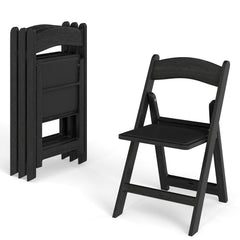 4 Pack Black Resin Folding Chairs with Padded Seats, No Assembly, Fold Flat and Stack for Storage