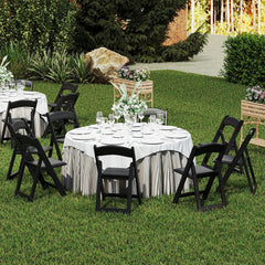 4 Pack Black Resin Folding Chairs with Padded Seats, No Assembly, Fold Flat and Stack for Storage