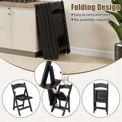 4 Pack Black Resin Folding Chairs with Padded Seats, No Assembly, Fold Flat and Stack for Storage