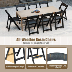 4 Pack Black Resin Folding Chairs with Padded Seats, No Assembly, Fold Flat and Stack for Storage