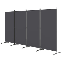 4 Panel Room Divider 6 FT Tall Folding Privacy Screen with Curved Metal Feet-Gray