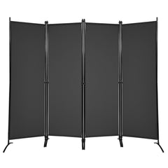 4-Panel Room Divider with Steel Frame-Black
