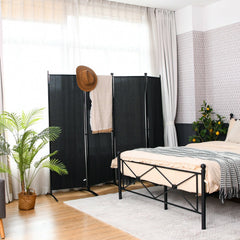4-Panel Room Divider with Steel Frame-Black