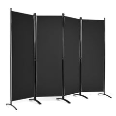 4-Panel Room Divider with Steel Frame-Black