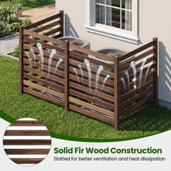 4-Panel Wooden Outdoor Privacy Fence with Ground Stakes-Brown