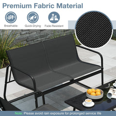 4 Piece Sling Fabric Patio Conversation Set with Glass Coffee Table, Black