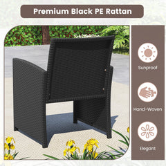 4 Piece Rattan Patio Conversation Set with Glass Coffee Table and Removable Cushions, Turquoise