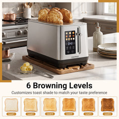 4 Slice Toaster with 6 Browning Levels and 4 Bread Types-Silver