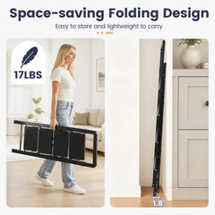 4 Step Black Folding Step Stool with Wide Anti-slip Pedals
