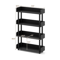 4-Tier Bookshelf Open Bookcase with Anti-Tipping Kit Industrial Storage Unit-Black