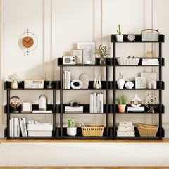 4-Tier Bookshelf Open Bookcase with Anti-Tipping Kit Industrial Storage Unit-Black