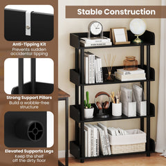 4-Tier Bookshelf Open Bookcase with Anti-Tipping Kit Industrial Storage Unit-Black