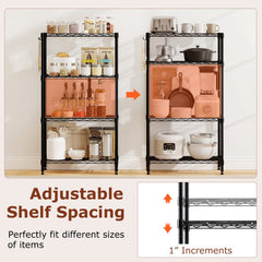 4-Tier Metal Storage Shelving Unit with V-Shaped Wire Rack and 600 LBS Capacity-Black