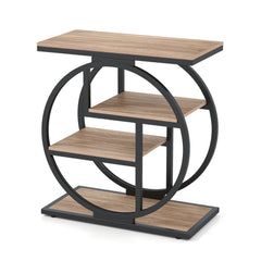 4-Tier Narrow End Table for Living Room with Storage Shelves-Gray