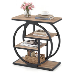 4-Tier Narrow End Table for Living Room with Storage Shelves-Gray
