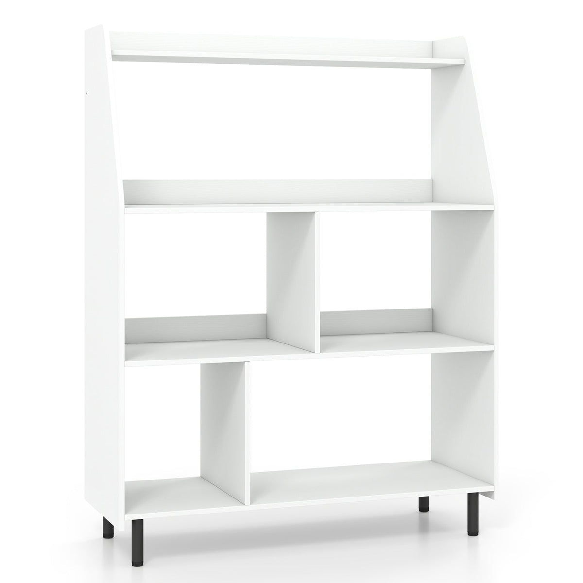 4-Tier Open Modern Bookcase with 2 Anti-Tipping Kits-White