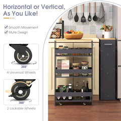 4-Tier Rolling Storage Cart Slim Kitchen Cart on Wheels with Open Shelves and Handle-Gray