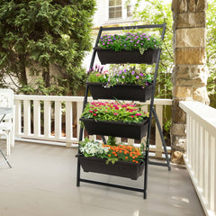 4 Tier Vertical Raised Garden Bed, 63 Inch Elevated Planter with 4 Containers and Drain Holes