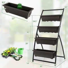 4 Tier Vertical Raised Garden Bed, 63 Inch Elevated Planter with 4 Containers and Drain Holes