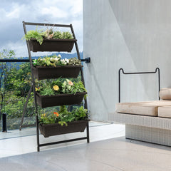 4 Tier Vertical Raised Garden Bed, 63 Inch Elevated Planter with 4 Containers and Drain Holes