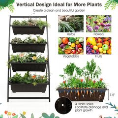 4 Tier Vertical Raised Garden Bed, 63 Inch Elevated Planter with 4 Containers and Drain Holes