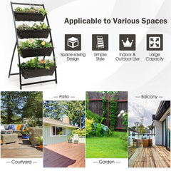 4 Tier Vertical Raised Garden Bed, 63 Inch Elevated Planter with 4 Containers and Drain Holes
