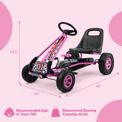 4 Wheels Kids Ride On Pedal Powered Bike Go Kart Racer Car Outdoor Play Toy-Pink