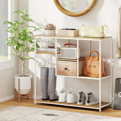 40 Inch Console Table Behind Sofa Couch with Storage-Natural