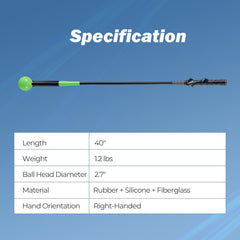 40 Inch Golf Swing Trainer Aid with Weighted Head for Grip, Rhythm, Balance-Green