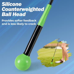 40 Inch Golf Swing Trainer Aid with Weighted Head for Grip, Rhythm, Balance-Green