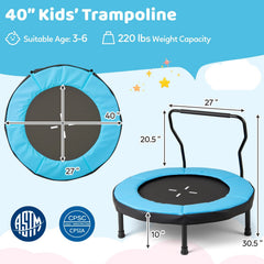 40 Inch Trampoline for Kids Indoor Outdoor Fitness Trampoline-Blue