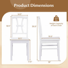 Set of 4 White Cross Back Dining Chairs with Double Curved Open Backs and Solid Rubber Wood Seats