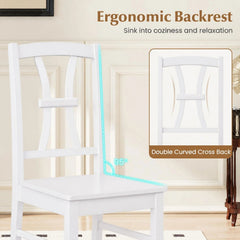 Set of 4 White Cross Back Dining Chairs with Double Curved Open Backs and Solid Rubber Wood Seats