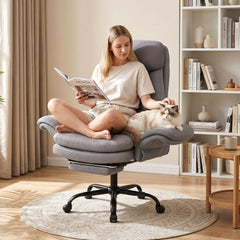 400 LBS Ergonomic Big and Tall Office Chair with Faux Leather-Gray