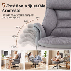 400 LBS Ergonomic Big and Tall Office Chair with Faux Leather-Gray