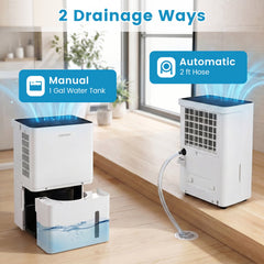 80 Pint Compressor Dehumidifier for 4000 Sq Ft, 1 Gallon Tank, Inside Drying, 42 dB, Child Lock, White