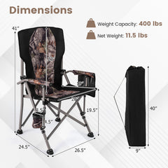 400 LBS Support Folding Camping Chair with Covers-Black