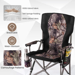 400 LBS Support Folding Camping Chair with Covers-Black