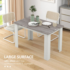 47" Kitchen Table for 4-6 People, Dining Table with Wood Effect for Dining Room, Black