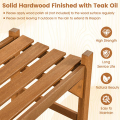 40 Inch Outdoor Bench with Slatted Contoured Seat for Deck Entryway-Set of 2