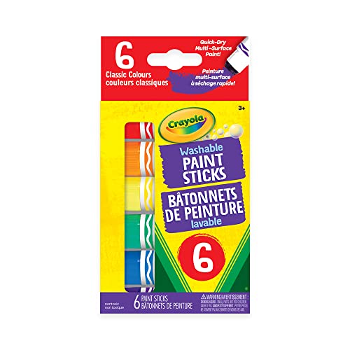 Crayola Canada Washable Paint Sticks,6CT, Holiday Toys, Gift for Boys and Girls, Kids, Stocking, Arts and Crafts, Gifting, Assorted vibrant colours
