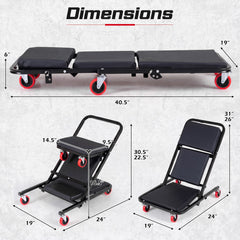 41 inches Foldable Mechanic Creeper with 450 LBS Capacity-Black