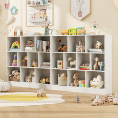 41 inches Wooden Toy Storage Organizer with 10 Cubes for Kids-White