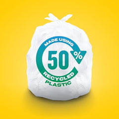 Glad White Garbage Bags - Small 25 Litres - Made using 50% Recycled Plastic, 44 Trash Bags